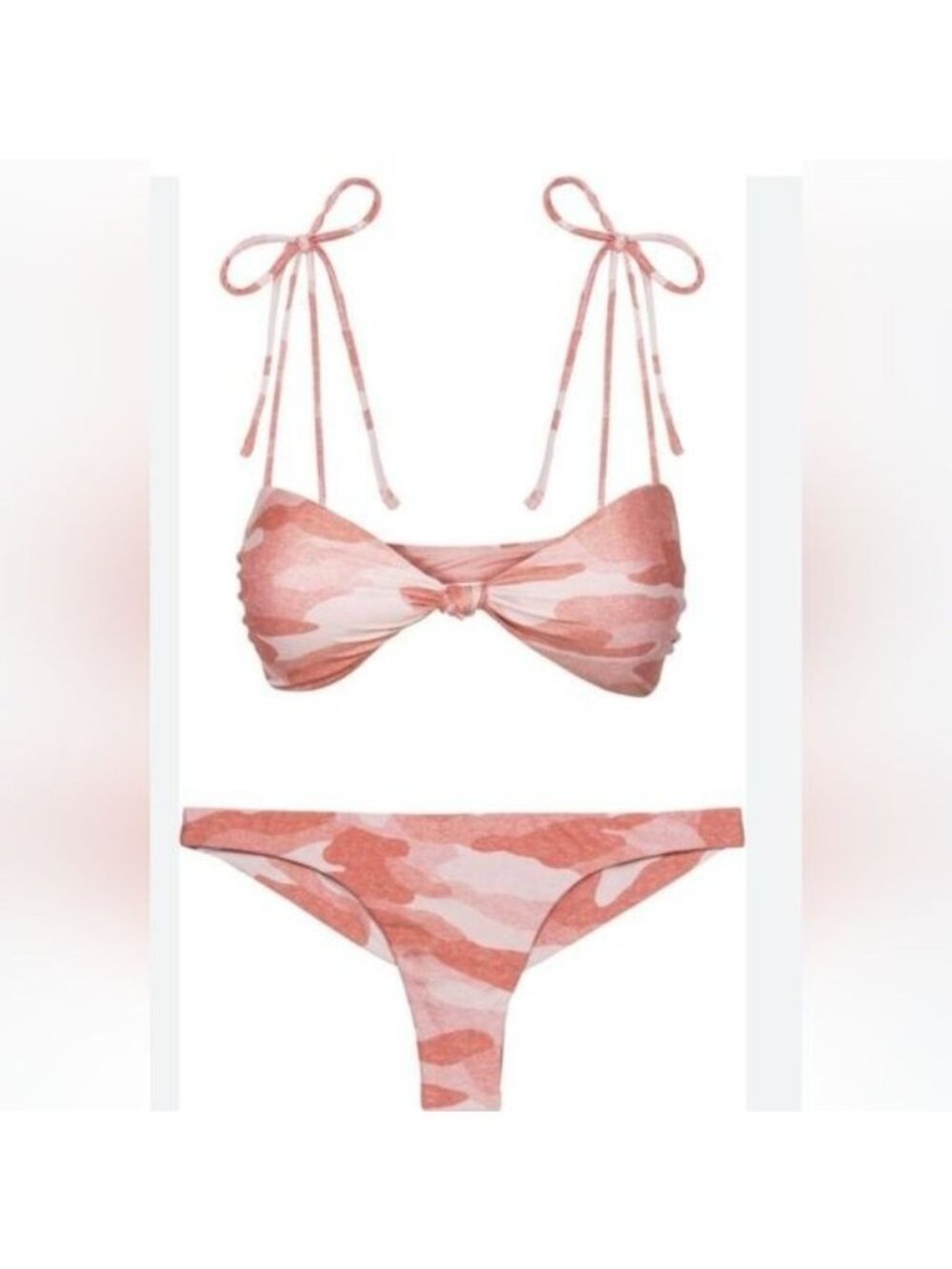 Vix Paula Hermanny Camu Tied Knot Bikini Top & Cheeky Bottom, 8